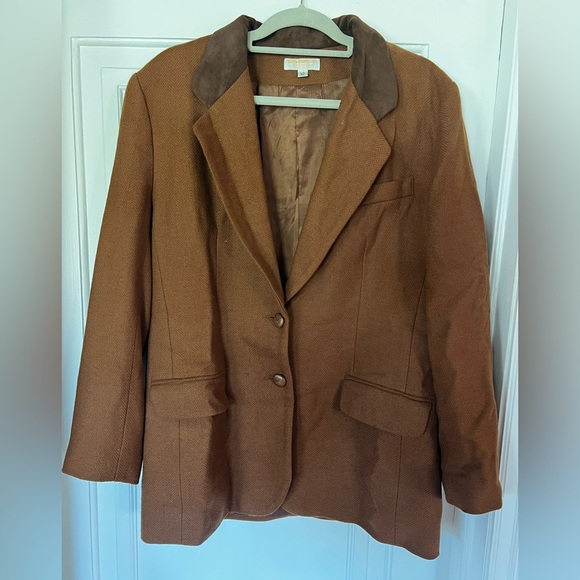 Brooks Brothers Women’s Wool Blazer Size 12 Brown Equestrian Preppy Vintage - Picture 7 of 8